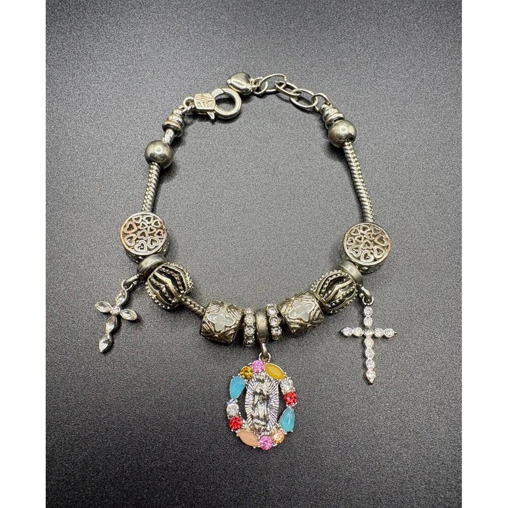 Adrienne Vittadini charm bracelet Adjustable Cross Heart Pave